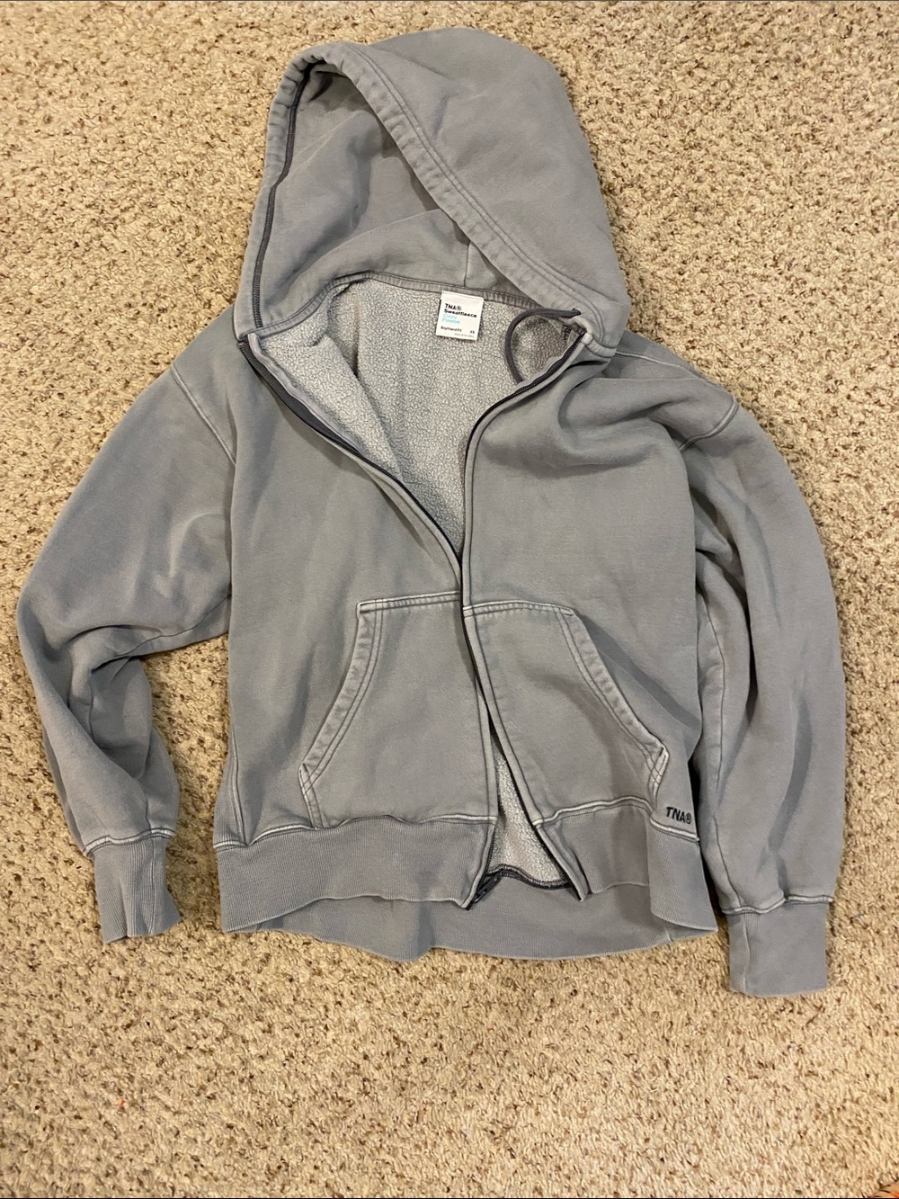 Aritzia Light Gray Zip-Up Hoodie Sweatshirt